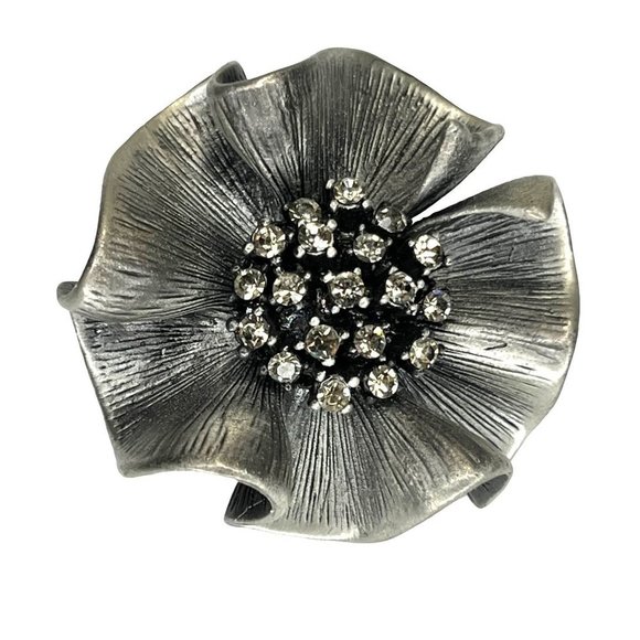 Premier Designs 80's Crystal Flower Pendant Brooch Pin 2" - Picture 2 of 4